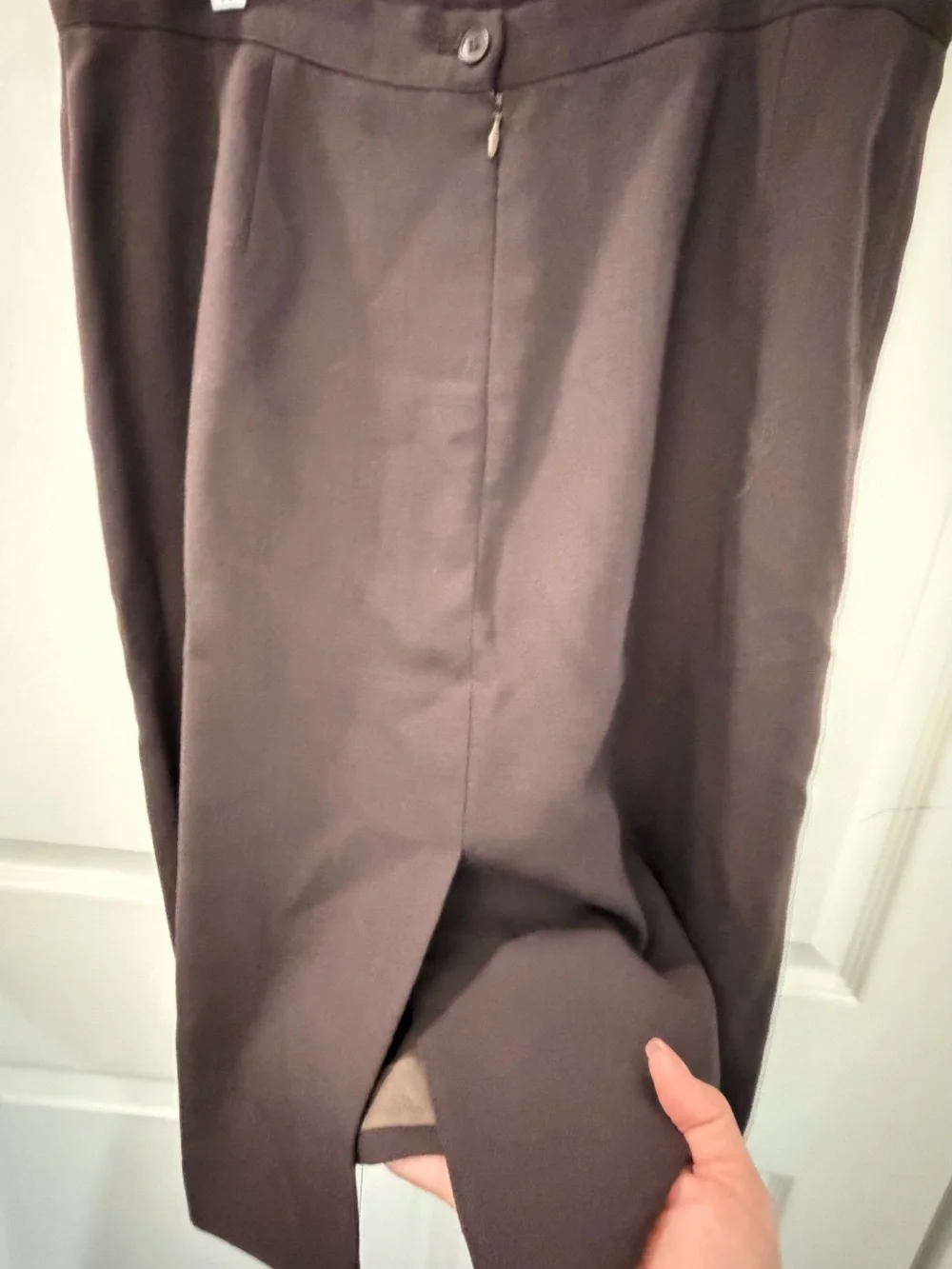 Giorgio Armani Le Collezioni Vintage Brown Wool Pencil Skirt Size 14 Made Italy